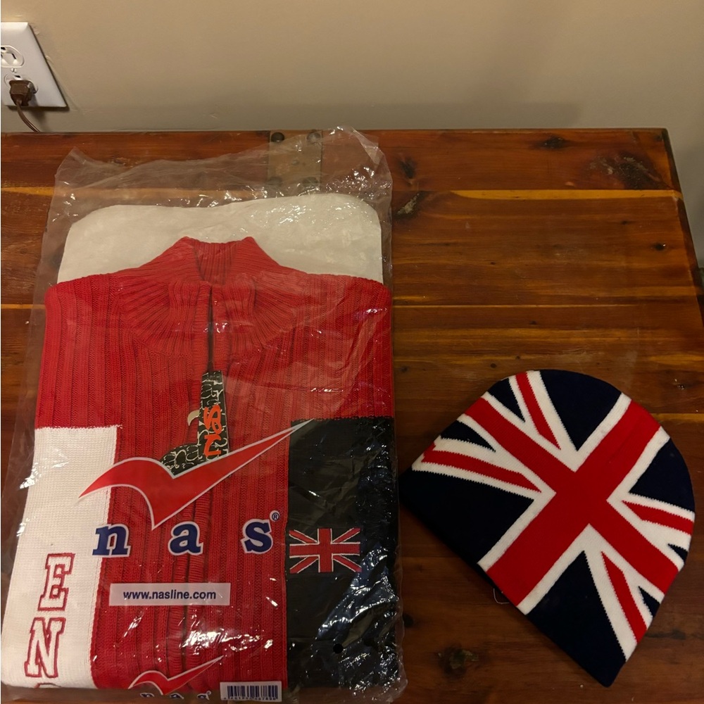 NWT England Sweater. Front zipper. Matching hat.